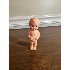 Vintage BEST USA Hard Plastic Baby Doll Figurine Peach 3.5 Inch Mid Century Toy